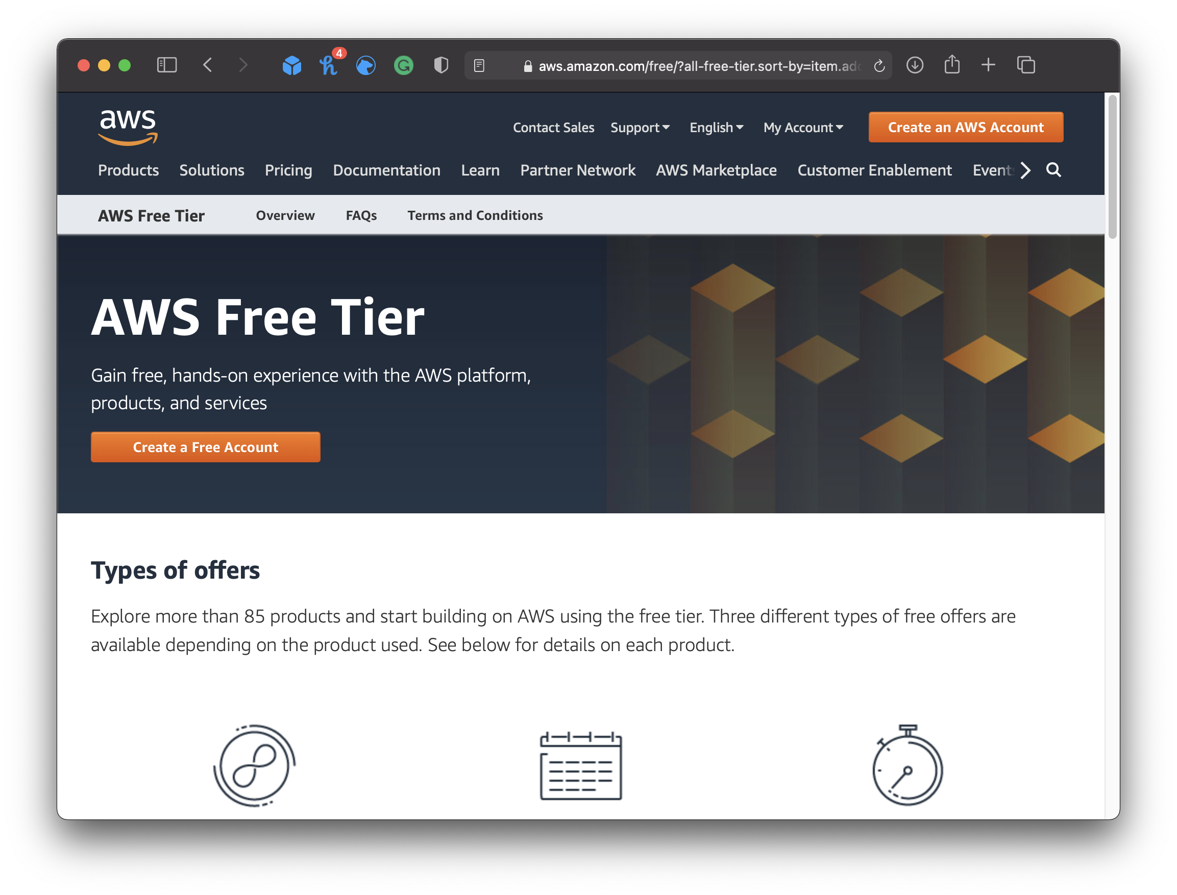 Amazon AWS Homepage