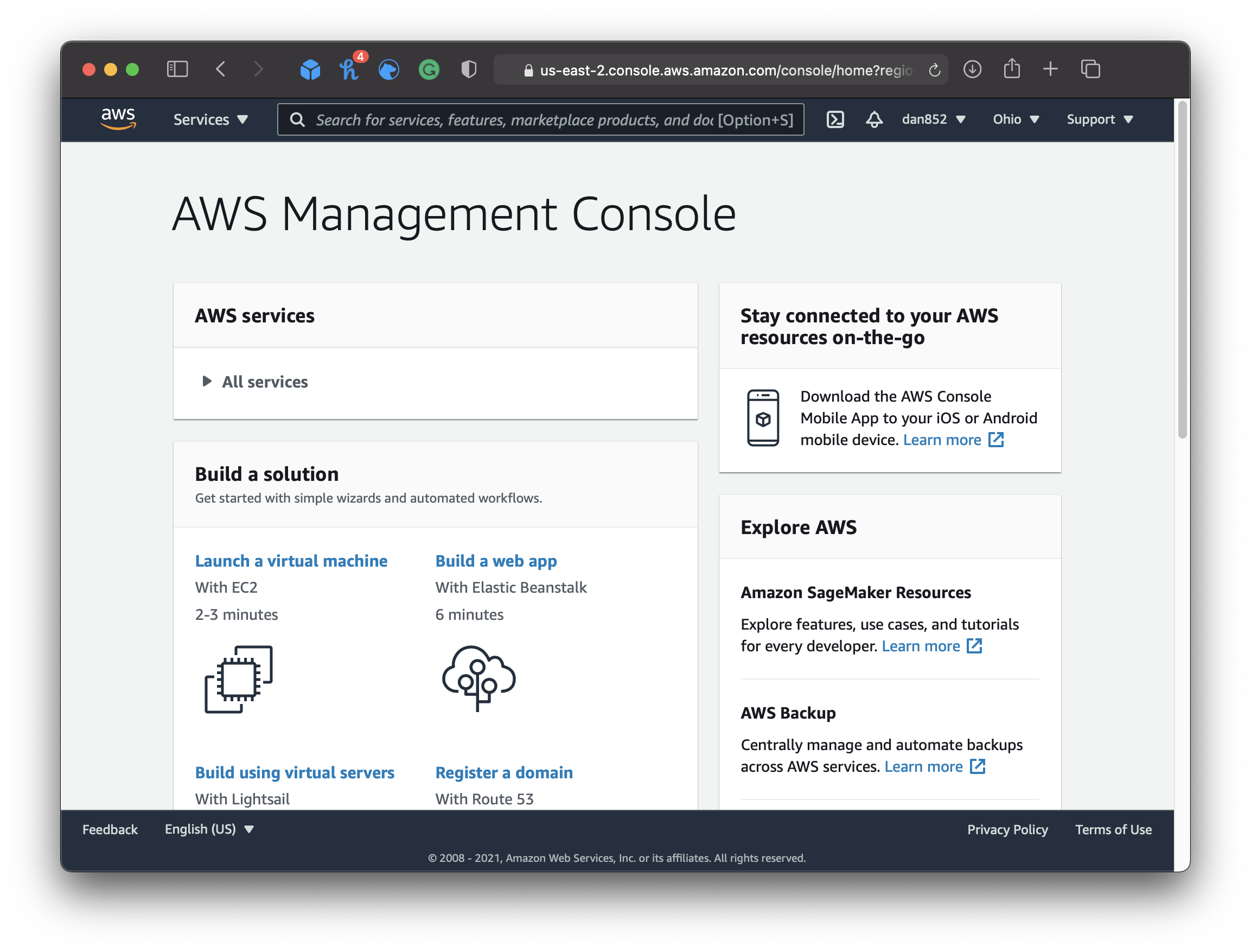 Amazon AWS Management Console