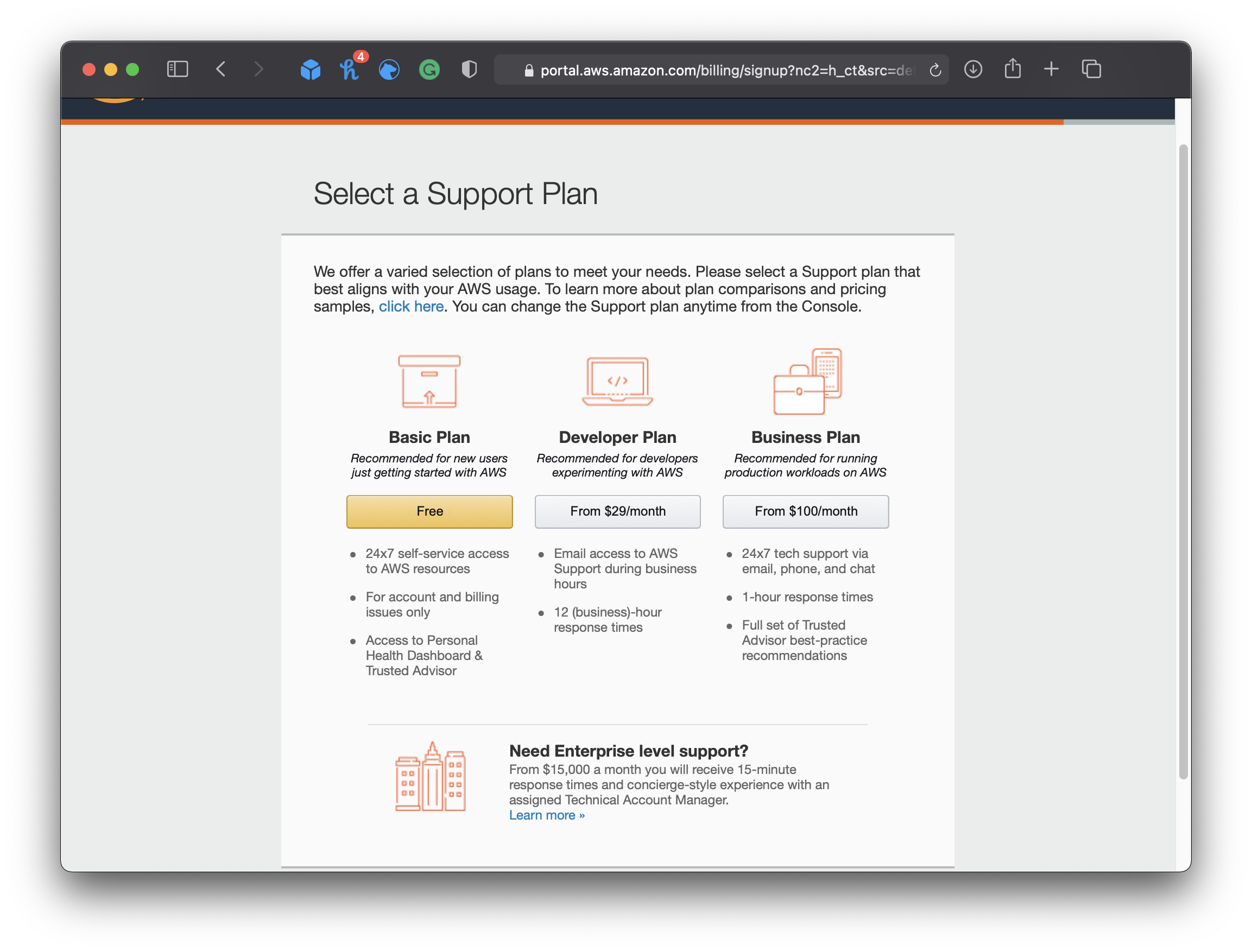 Amazon AWS Select Support Plan