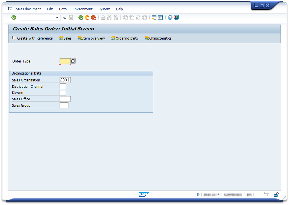 SAP Parameter Sales Organization populated automatically