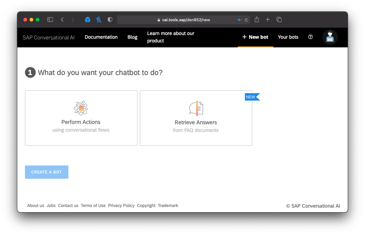 SAP CAI Perform Actions with your Bot