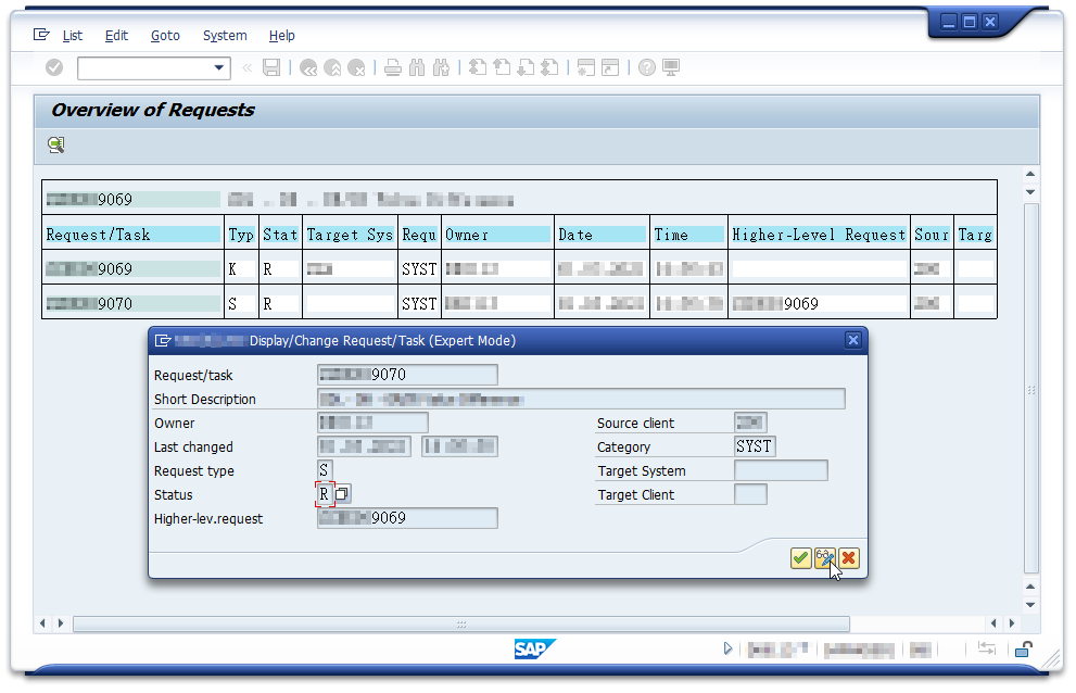 SAP report RDDIT076 Change Transport Request Status