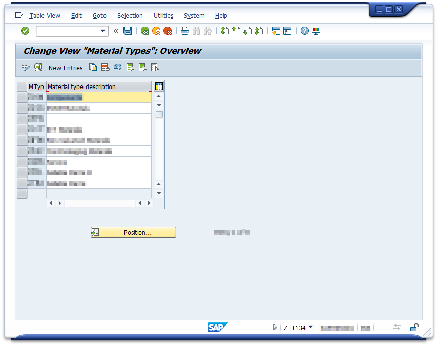 Start parameter transaction for maintenance view