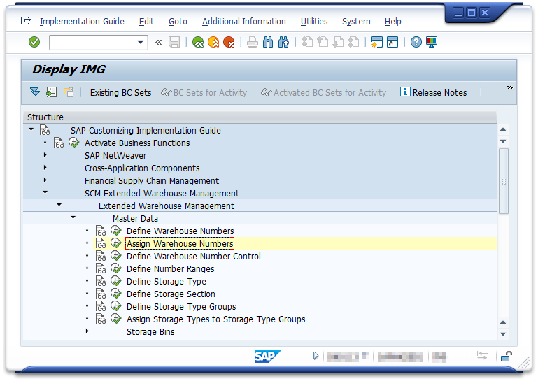 SAP EWM Assign Warehouse Number Screen