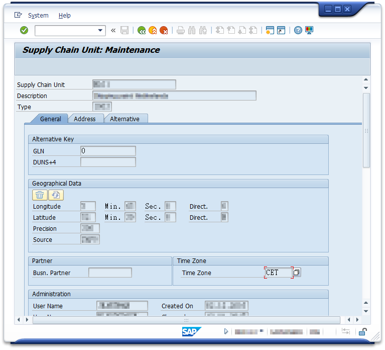 SAP EWM Supply Chain Unit Time zone