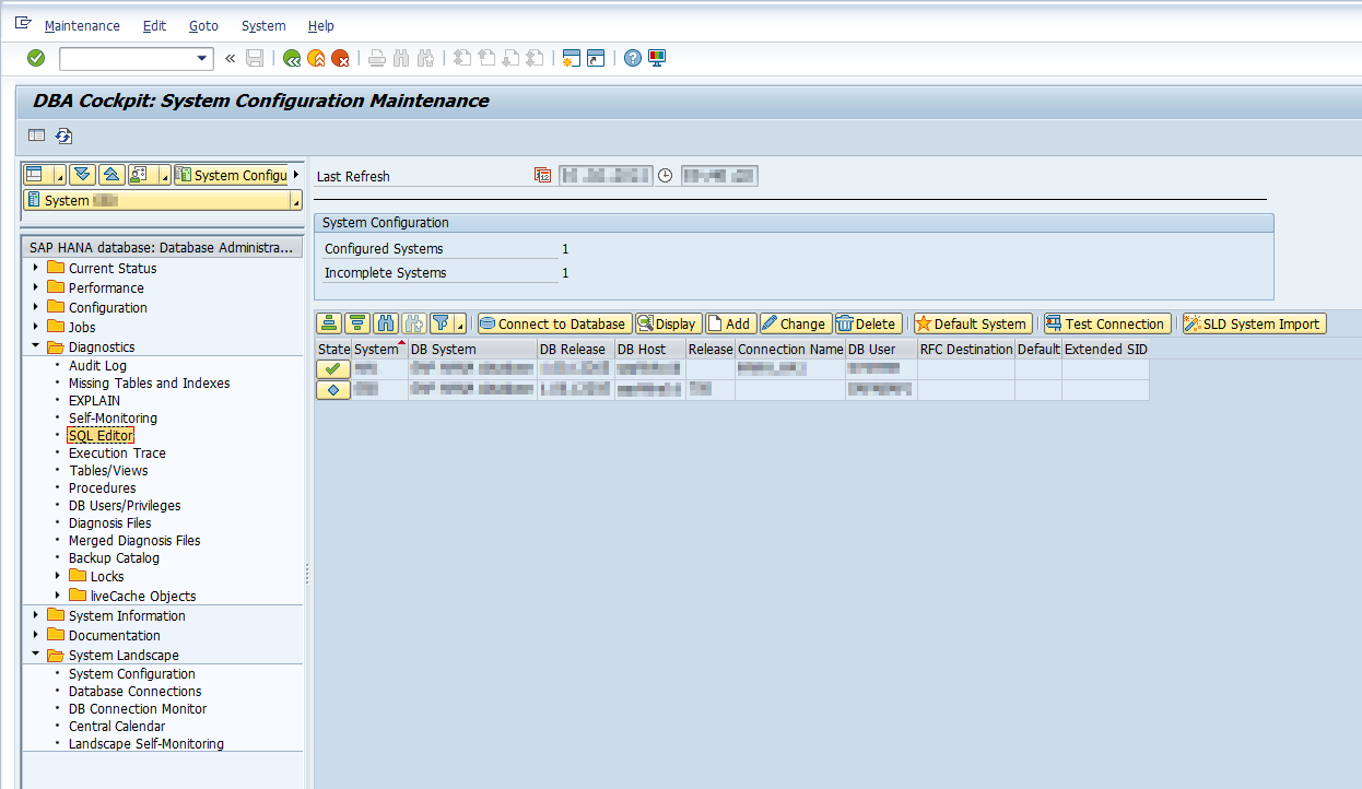 SAP DBA Cockpit SQL Editor