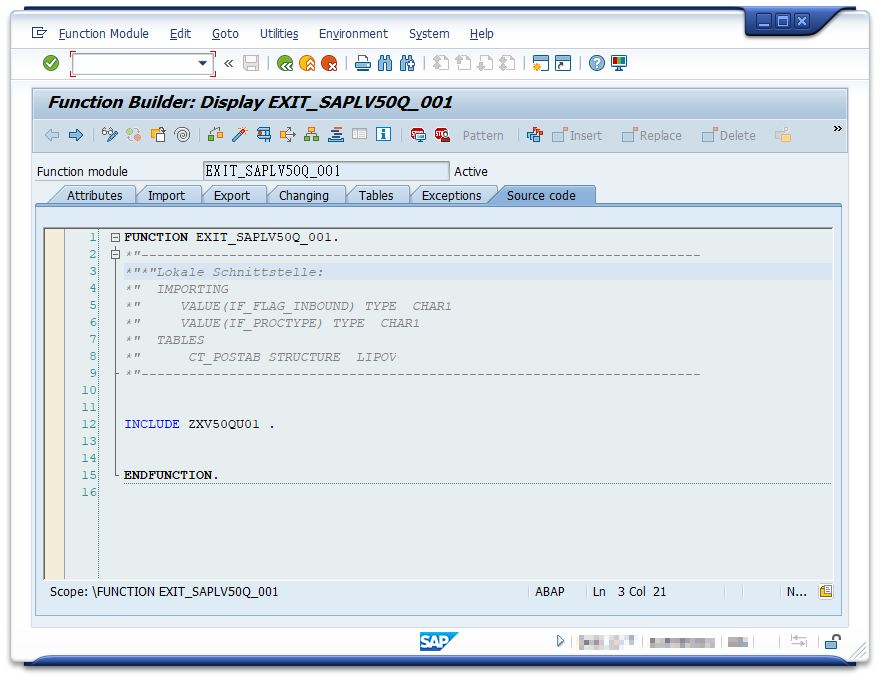 Function Module EXIT_SAPLV50Q_001