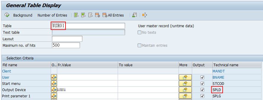 SAP Table View used to analyze RSPO0040 Result